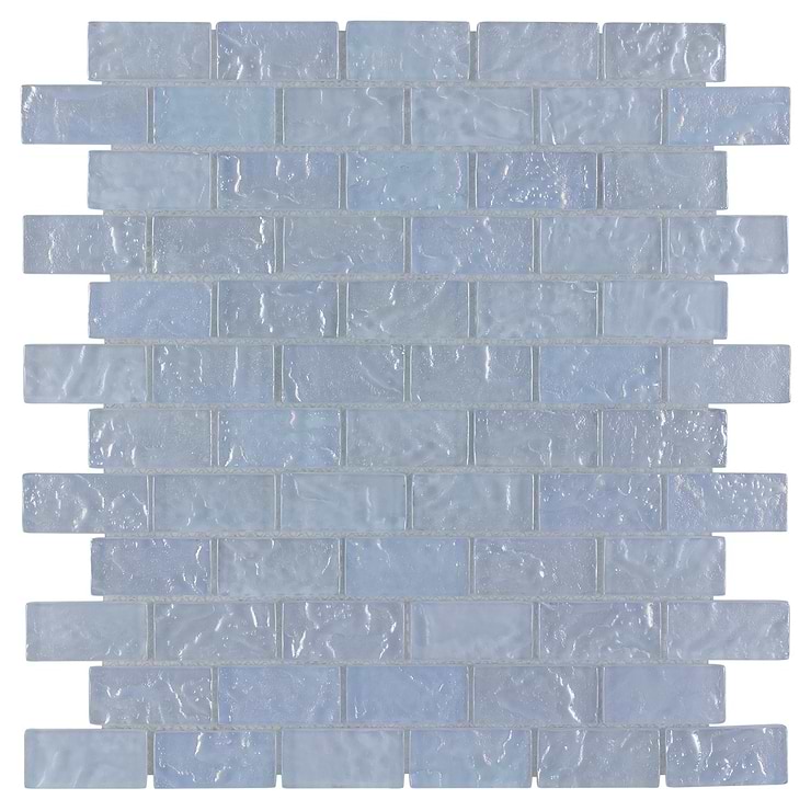 Watercolors Iridescent Light Blue 1X2 Brick Glass Mosaic