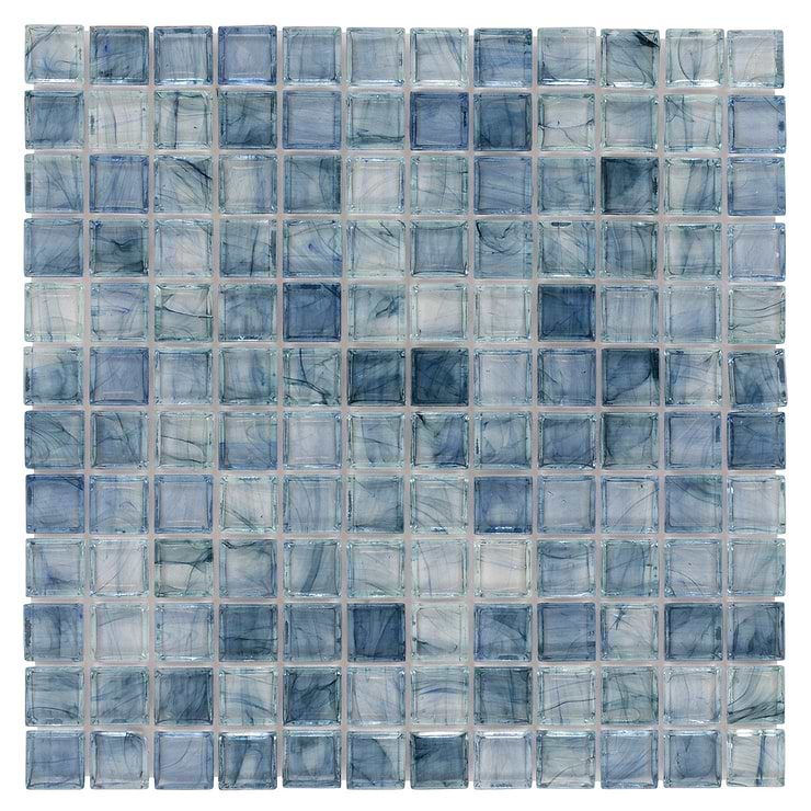 Watercolors Wharf Blue 1x1 Glass Mosaic
