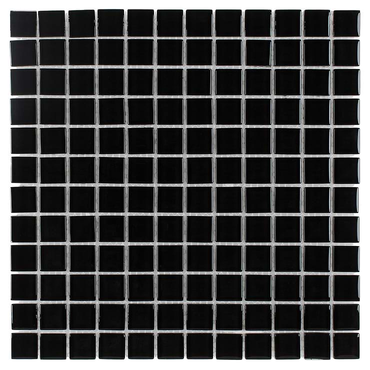 Watercolors Black 1x1 Glass Mosaic