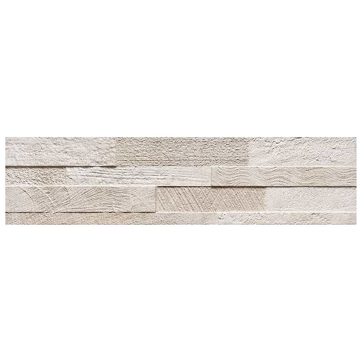 Lodge Stone 3D Beige 6x24 Textured Porcelain Wall Tile