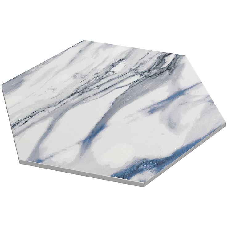 Calacatta Azur 10" Hexagon Matte Porcelain Tile