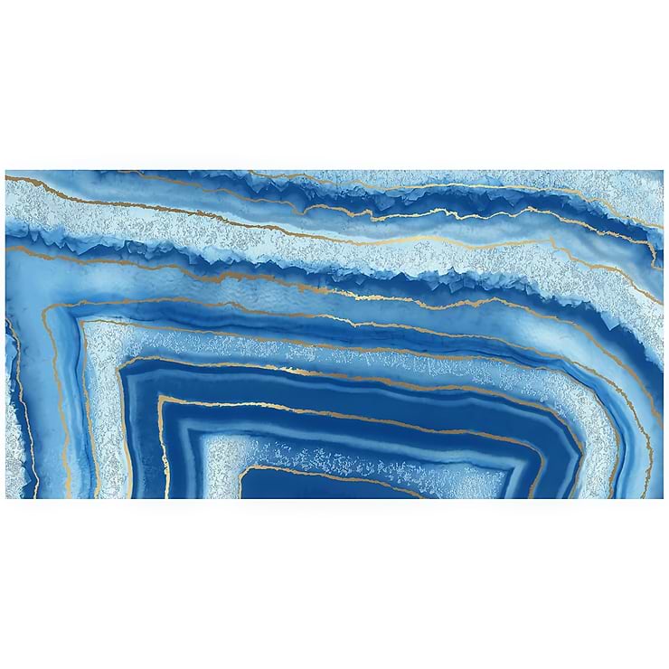 Agate Art Azul Blue 24x48 Artisan Decor Polished Porcelain Tile