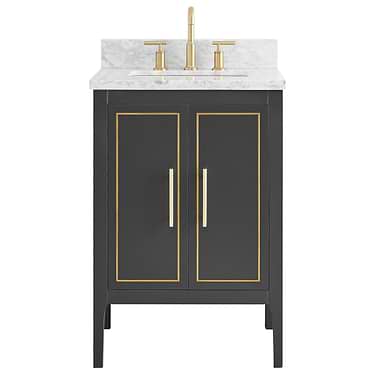 Province Black and Gold 24" Single Vanity with Carrara Marble Top