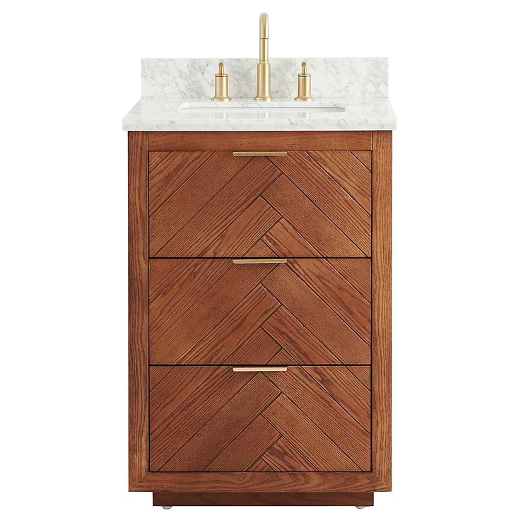 Marilyn 24" Woodgrain Vanity with Carrara Marble Top and Ceramic Basin