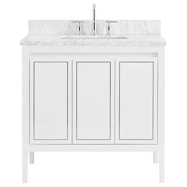 Province White and Silver 36" Single Vanity with Carrara Marble Top