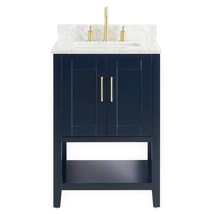 Sheraton 24" Navy Vanity with Carrara Marble Top and Ceramic Basin