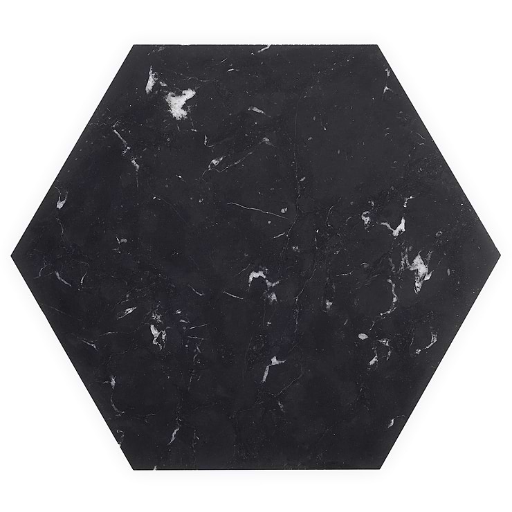 Nero Marquina 10" Hexagon Honed Marble Tile