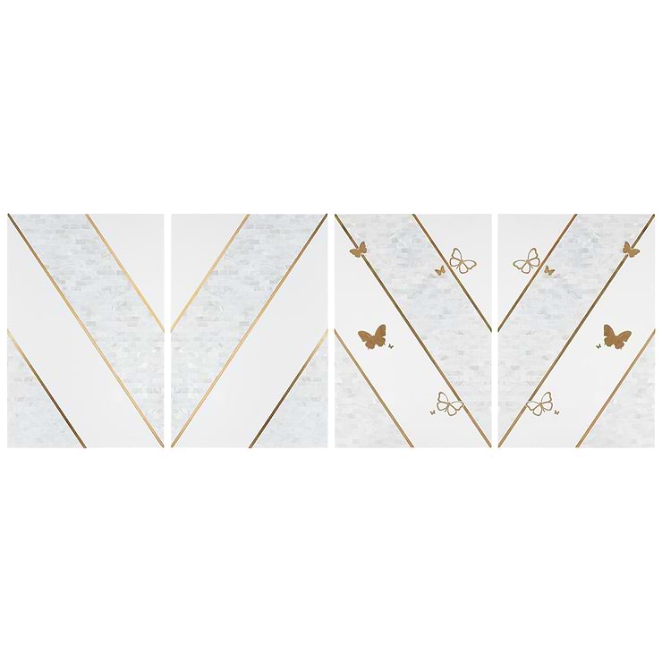 Timeless Butterflies and Perla Brass Mixed Polished Tile By Elizabeth Sutton