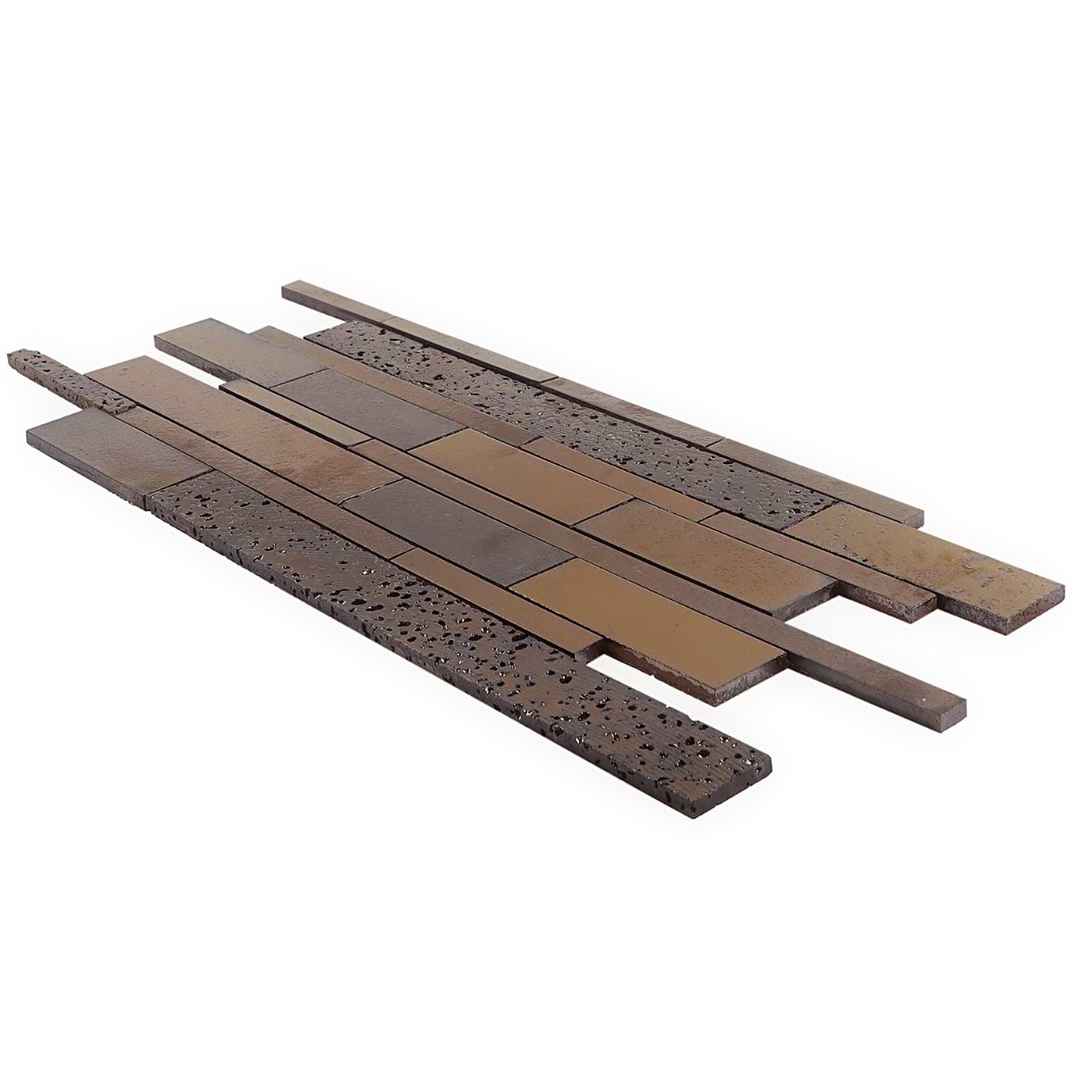 SampleMagma Ledger Bronze Polished Lava Stone Mosaic Tile