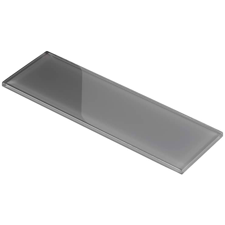 Loft Ash Gray 4x12 Polished Glass Subway Wall Tile