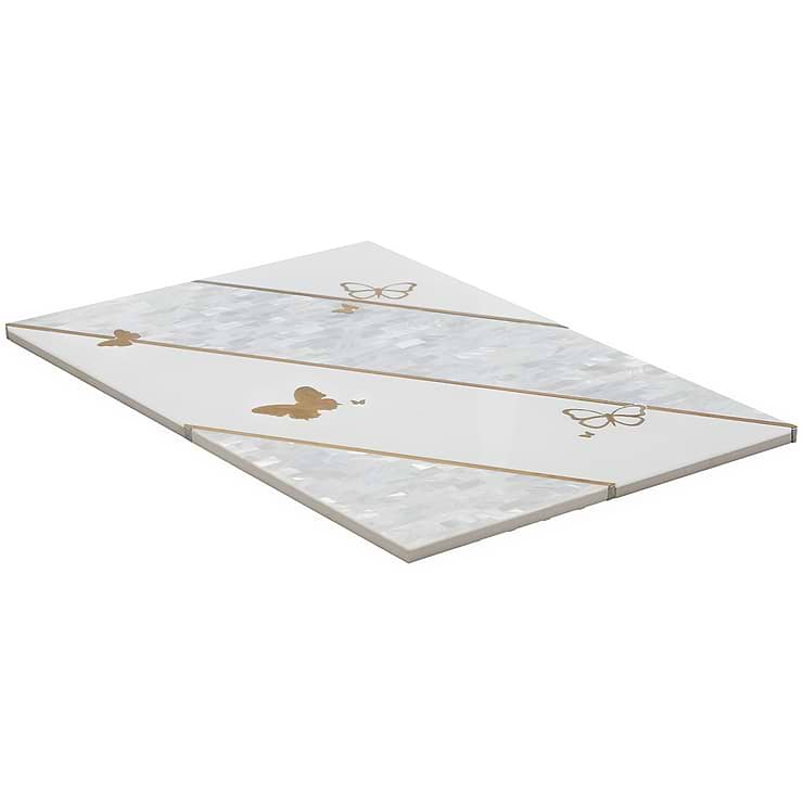 Timeless Butterflies and Perla Brass Mixed Polished Tile By Elizabeth Sutton