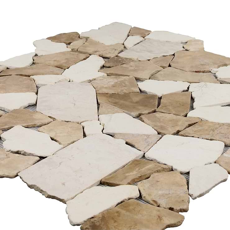 Nature Flagstone Jumbo Komodo Beige Honed Marble Mosaic Tile