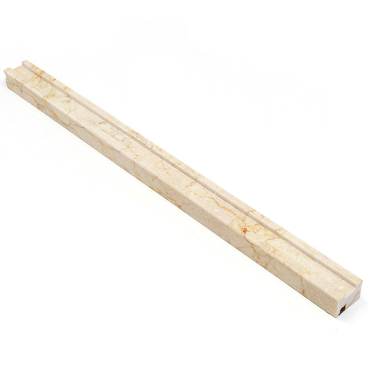 Crema Marfil Beige 1x12 Marble Groove Pencil Liner; in Cream Crema Marfil; for Backsplash, Kitchen Wall, Wall Tile, Bathroom Wall; in Style Ideas Rustic, Classic, Craftsman, Contemporary, Cottage, Farmhouse, Industrial, Mid Century, Mediterranean, Modern, Traditional, Transitional