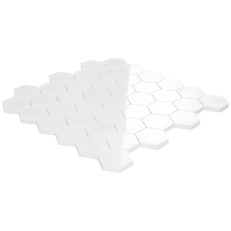 White Thassos 2" Hexagon Marble Polished Mosaic Tile