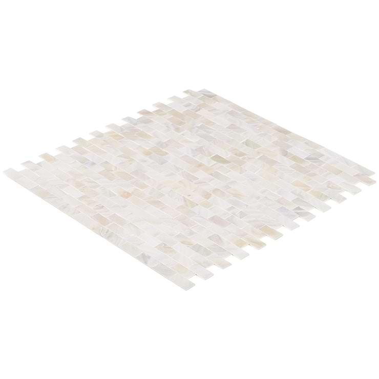 Mother of Pearl LPS Beige Mini Brick Seamless Peel & Stick Self Adhesive Polished Pearl Shell Mosaic Tile