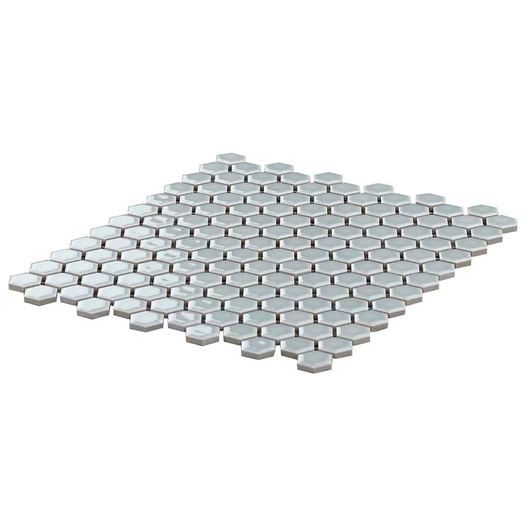 Eden 2.0 Modern Gray Rimmed 1" Hexagon Polished Porcelain Mosaic