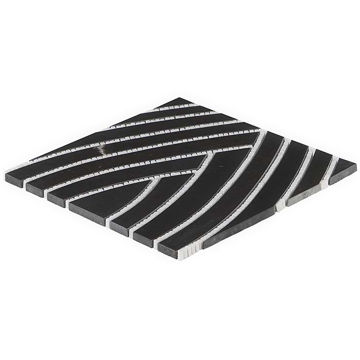New Palm Beach by Krista Watterworth Leaf Black Polished Marble Mosaic