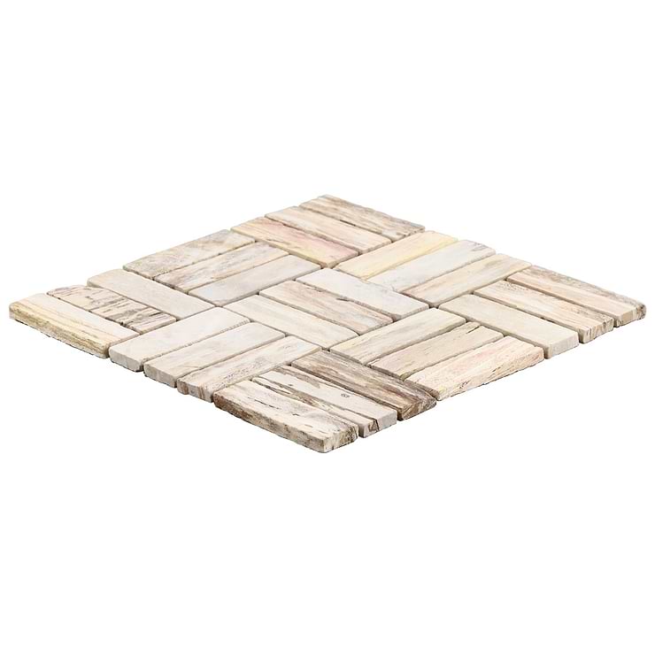 Fossil Basketweave 1x4 Petrified Stone Mosaic