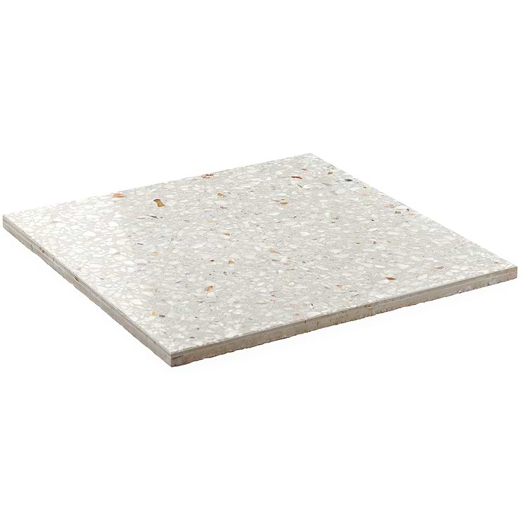 True Terrazzo Dove Gray 16x16 Polished Terrazzo Tile