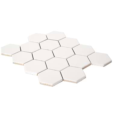 Meadowmere White 3" Hexagon Matte Ceramic Mosaic