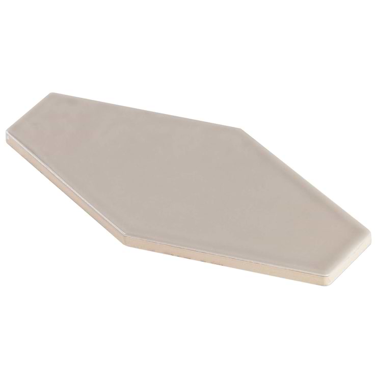 Manchester Taupe Beige 4x8 Hexagon Glazed Ceramic Tile; in Beige + Light Gray White Body Ceramic; for Backsplash, Kitchen Wall, Wall Tile, Bathroom Wall, Shower Wall; in Style Ideas Beach, Classic, Contemporary, Cottage, Craftsman, Farmhouse, Industrial, Mediterranean, Mid Century, Modern, Traditional, Transitional