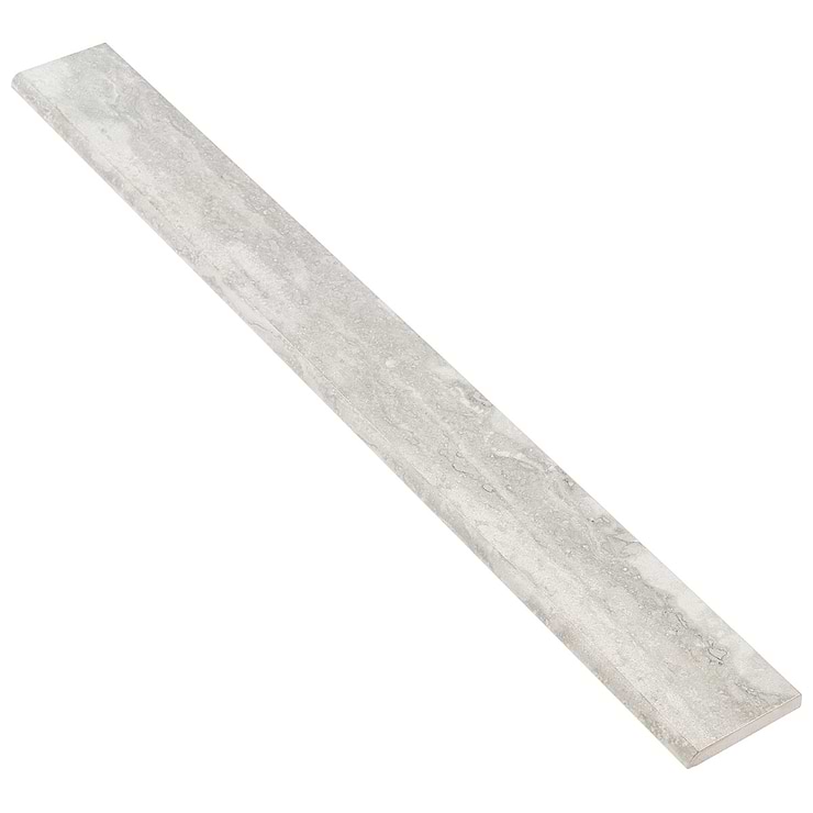 Basic Travertine Silver 2x24 Matte Porcelain Bullnose; in Gray + Silver Porcelain; for Backsplash, Floor Tile, Kitchen Floor, Kitchen Wall, Wall Tile, Bathroom Floor, Bathroom Wall, Shower Wall, Shower Floor, Outdoor Wall, Commercial Floor, Pool Tile