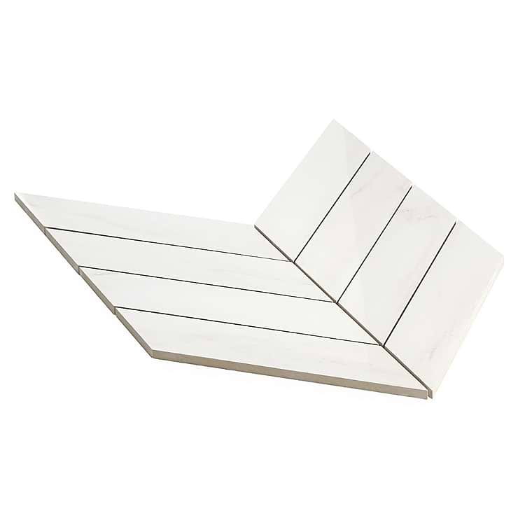 DreamStone Dolomite Snow 2x8 Chevron Polished Porcelain Mosaic