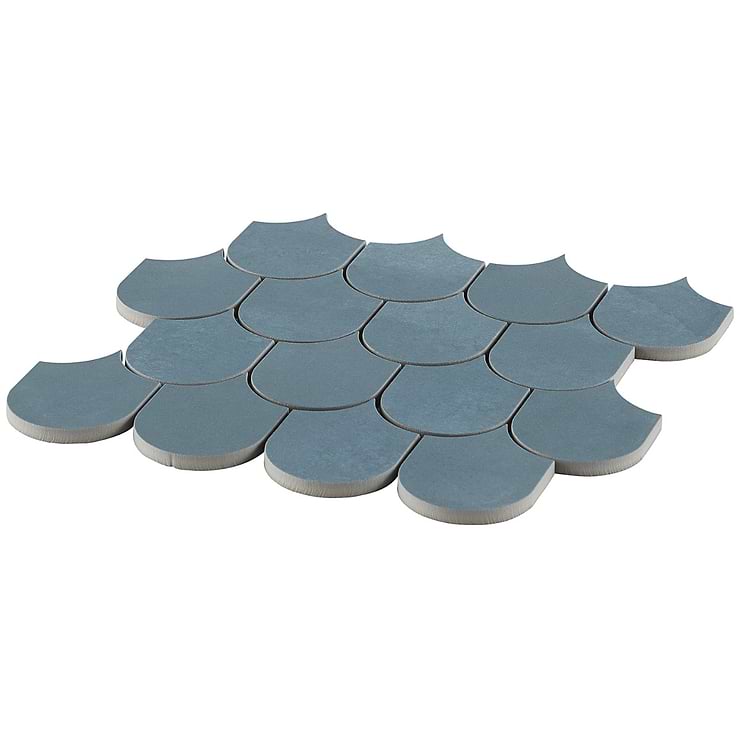 Bond Indio Blue Fishscale Plume Matte Porcelain Mosaic Tile