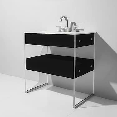 Lucite 36" Black Gloss Vanity and Counter