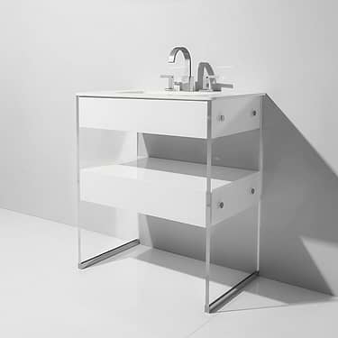 Lucite  30" White Gloss Vanity and Counter