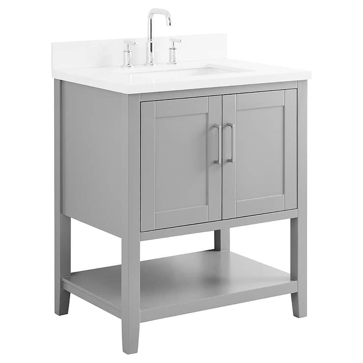 Sheraton 30" White Vanity with Quartz Counter; in Style Ideas Cottage, Farmhouse, Traditional, Transitional