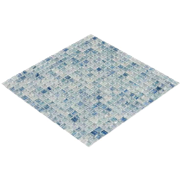 Celeste Harbor Fog Blue Glass Polished Mosaic Tile