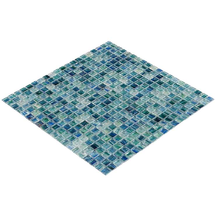 Celeste Summery Bloom Green Glass Polished Mosaic Tile