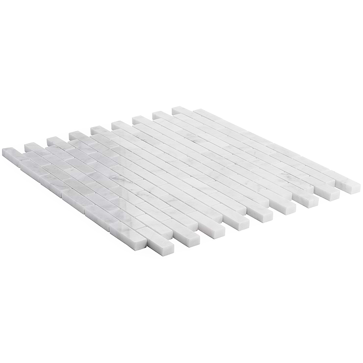 Disco-Carrara 1/2x2 Marble Polished Mosaic Tile