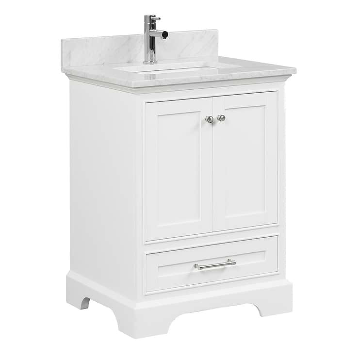 Glendale 24'' White Vanity And Marble Counter; in Style Ideas Classic, Traditional, Transitional