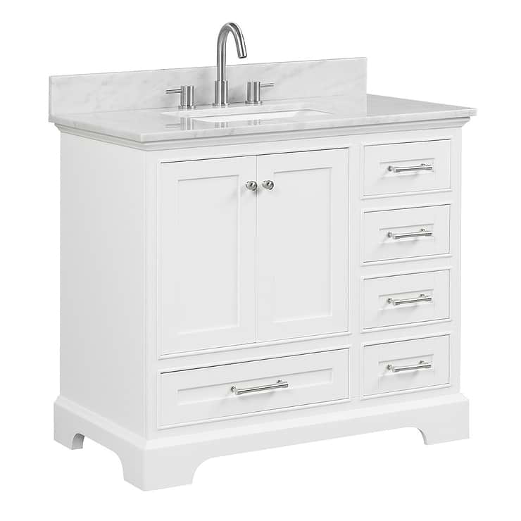 Glendale 36'' White Vanity And Marble Counter; in Style Ideas Classic, Traditional, Transitional