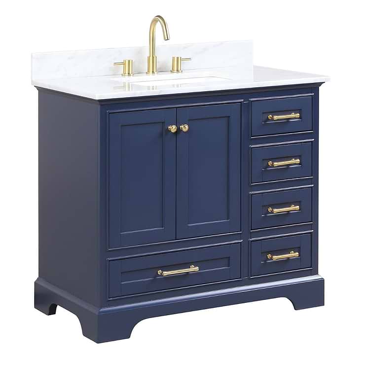 Glendale 36'' Blue Vanity And Marble Counter; in Style Ideas Classic, Traditional, Transitional