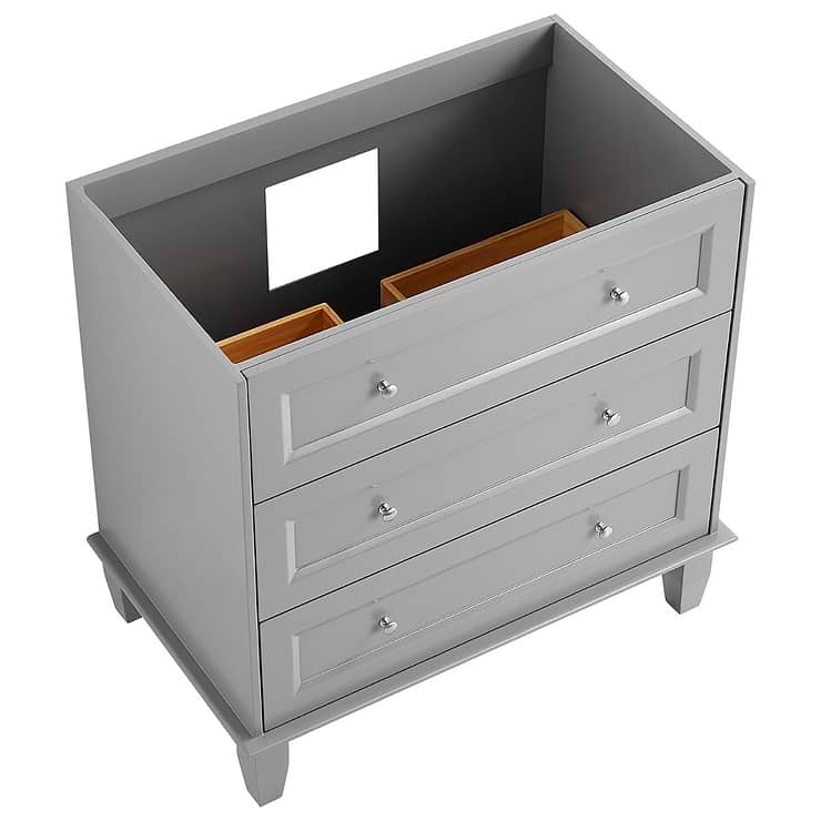 Nora 36" Gray Vanity with Pure White Quartz Top and Ceramic Basin