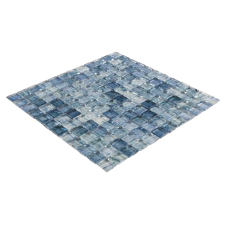 Watercolors Wharf Blue 1x1 Glass Mosaic