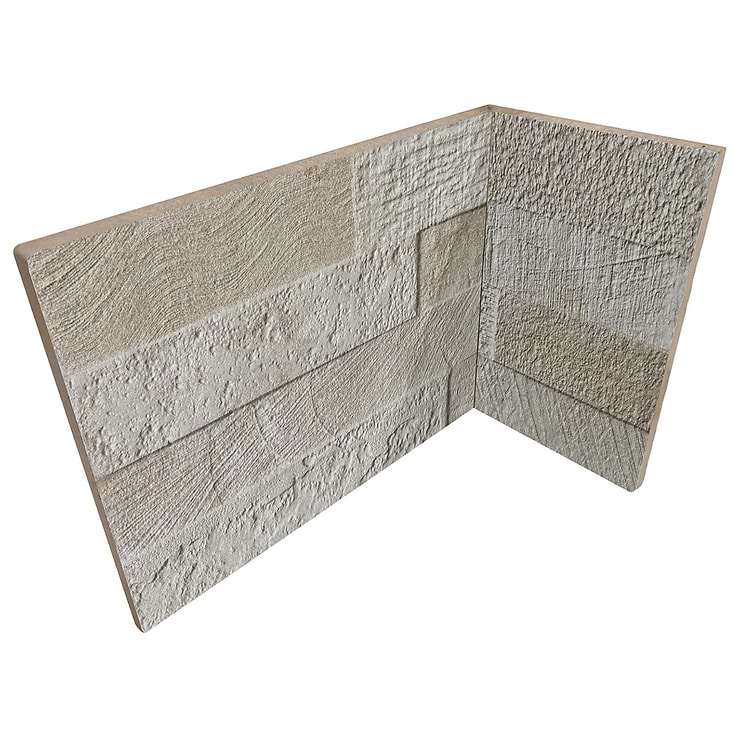 Lodge Stone 3D Beige 8x4x6 Textured Porcelain Inside Corner; in Beige Porcelain; for Backsplash, Kitchen Wall, Wall Tile, Bathroom Wall, Shower Wall, Outdoor Wall; in Style Ideas Rustic, Farmhouse, Industrial