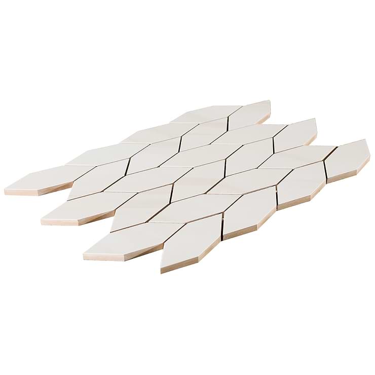 Minera Dolomite Warm White  Foliage Marble Look Polished Porcelain Mosaic Tile
