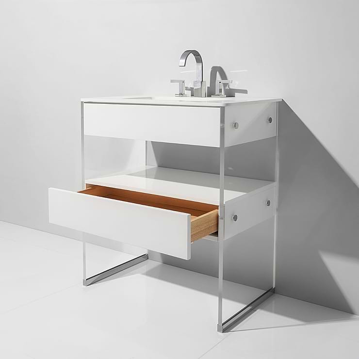 Lucite 30" White Gloss Vanity and Counter