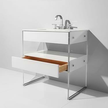 Lucite  36" White Gloss Vanity and Counter