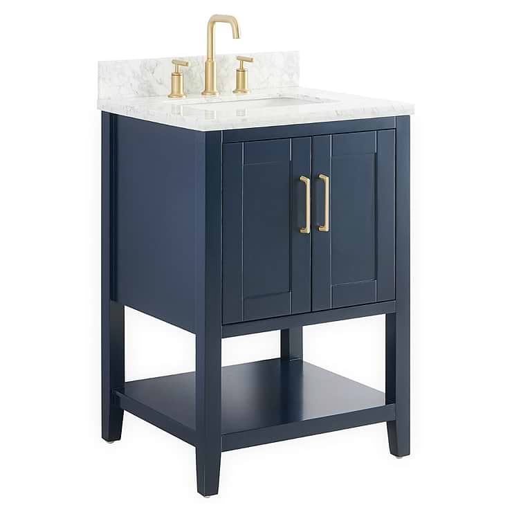 Sheraton 24" Navy Vanity with Marble Counter; in Style Ideas Cottage, Farmhouse, Traditional, Transitional