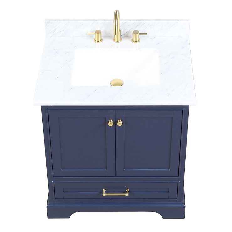 Glendale 30'' Blue Vanity And Marble Counter