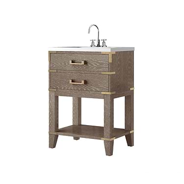 Calico Gray Oak 24" Single Vanity with Integrated White Acrylic Top