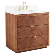 Marilyn 36" Woodgrain Vanity with Pure White Quartz Top and Ceramic Basin
