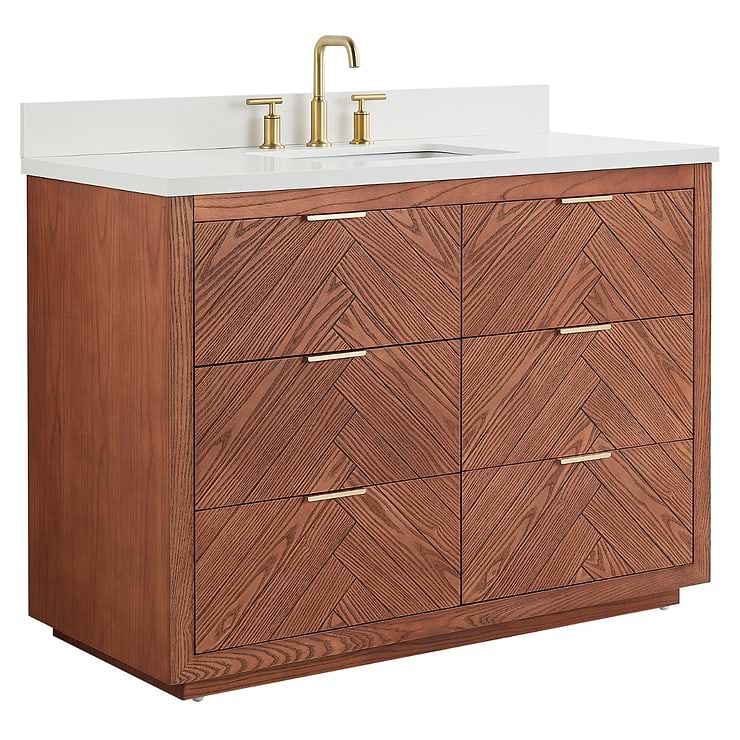 Marilyn 48" Vanity with Quartz Counter; in Style Ideas Cottage, Craftsman, Farmhouse, Mid Century, Transitional