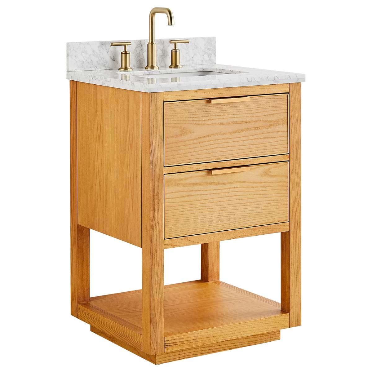 Bathroom Oak Vanity Unit Corner Oak Sink Cabinet Ceramic Wash