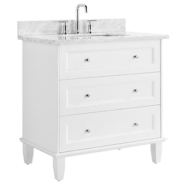Nora 36" White Vanity with Carrara Marble Top and Ceramic Basin